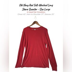 Old Navy Red Crew Neck Sweater | Soft-Washed | Size L